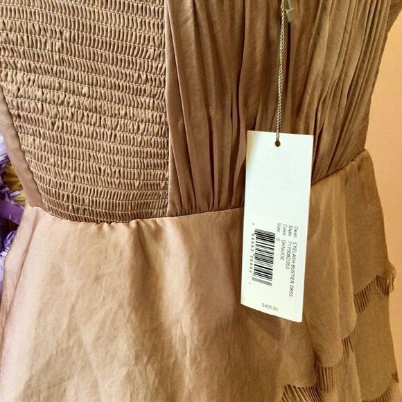 REBECCA TAYLOR CHAMPAGNE EYELASH BUSTIER DRESS 6 NWT - Picture 6 of 12